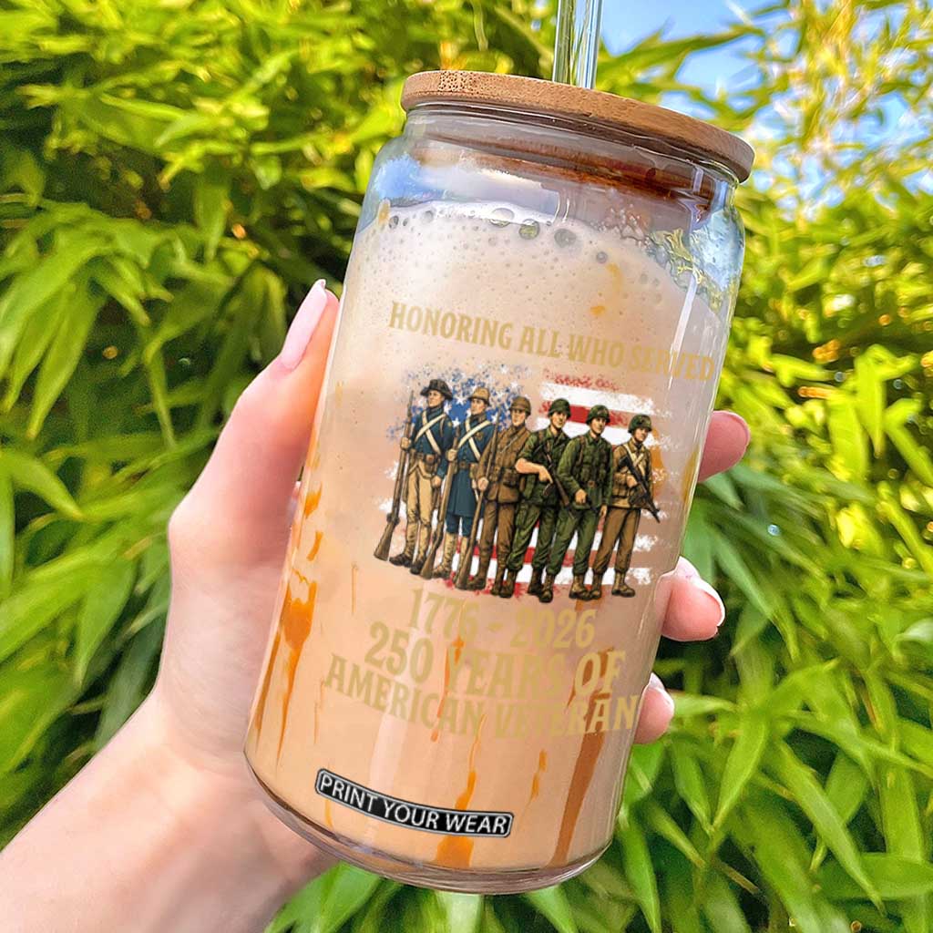 250 Years Anniversary Glass Can Patriotic USA Army Us Military