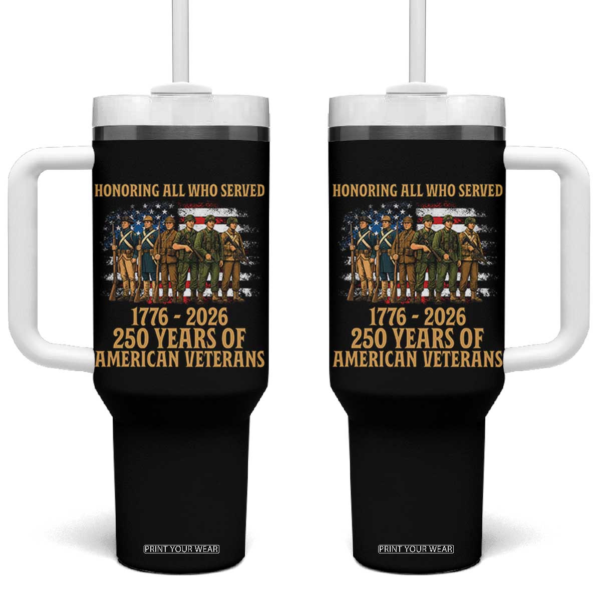 250 Years Anniversary Tumbler With Handle Patriotic USA Army Us Military
