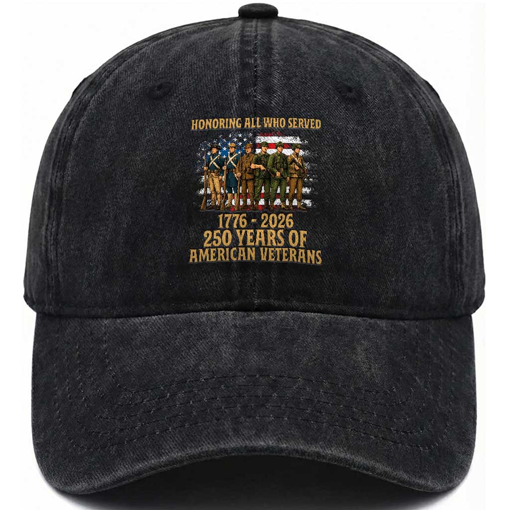 250 Years Anniversary Washed Cotton Baseball Cap Patriotic USA Army Us Military
