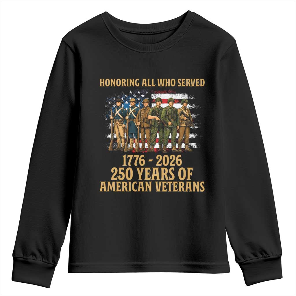250 Years Anniversary Youth Sweatshirt Patriotic USA Army Us Military TS14 Black Print Your Wear