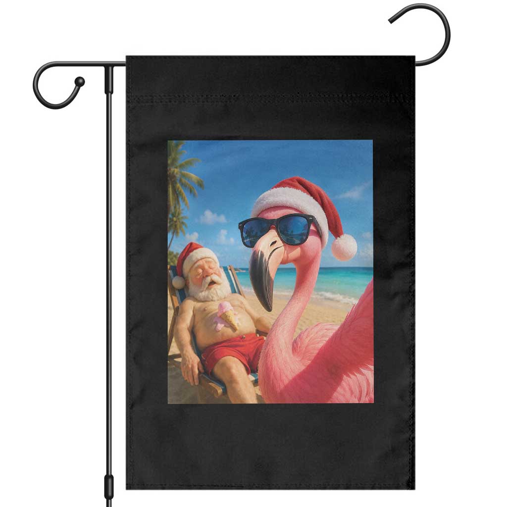 Funny Flamingo Beach Selfie Garden Flag Christmas in July