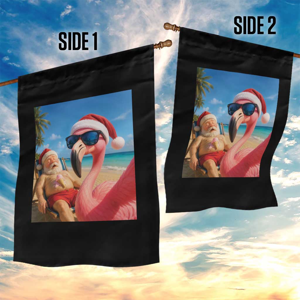 Funny Flamingo Beach Selfie Garden Flag Christmas in July