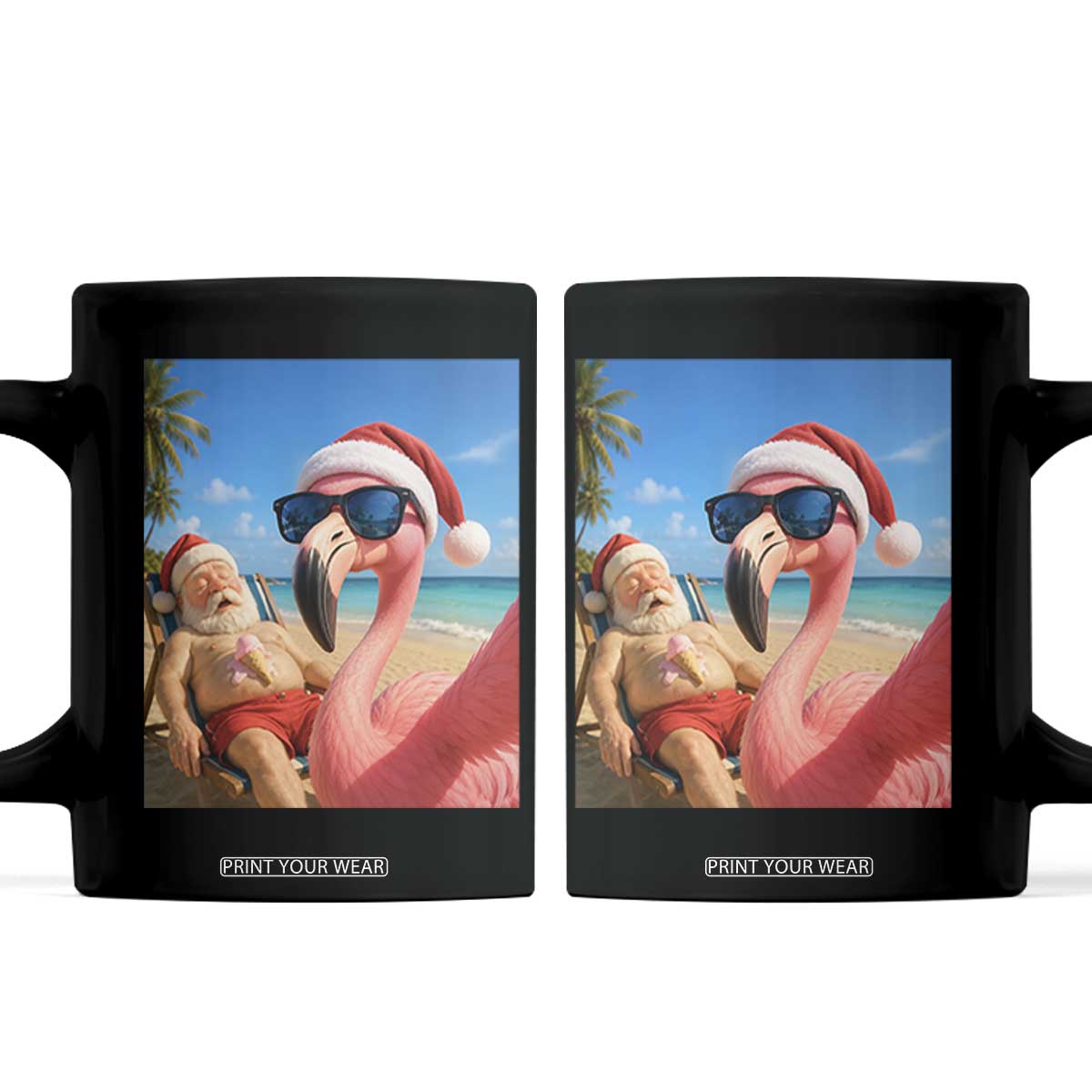 Funny Flamingo Beach Selfie Coffee Mug Christmas in July