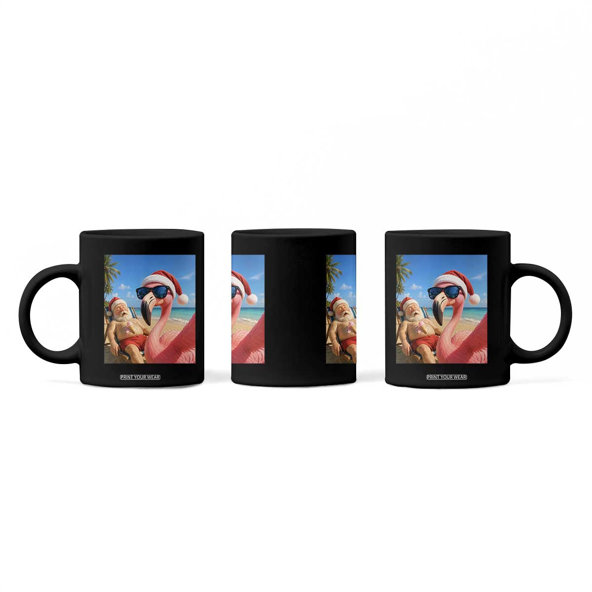 Funny Flamingo Beach Selfie Coffee Mug Christmas in July