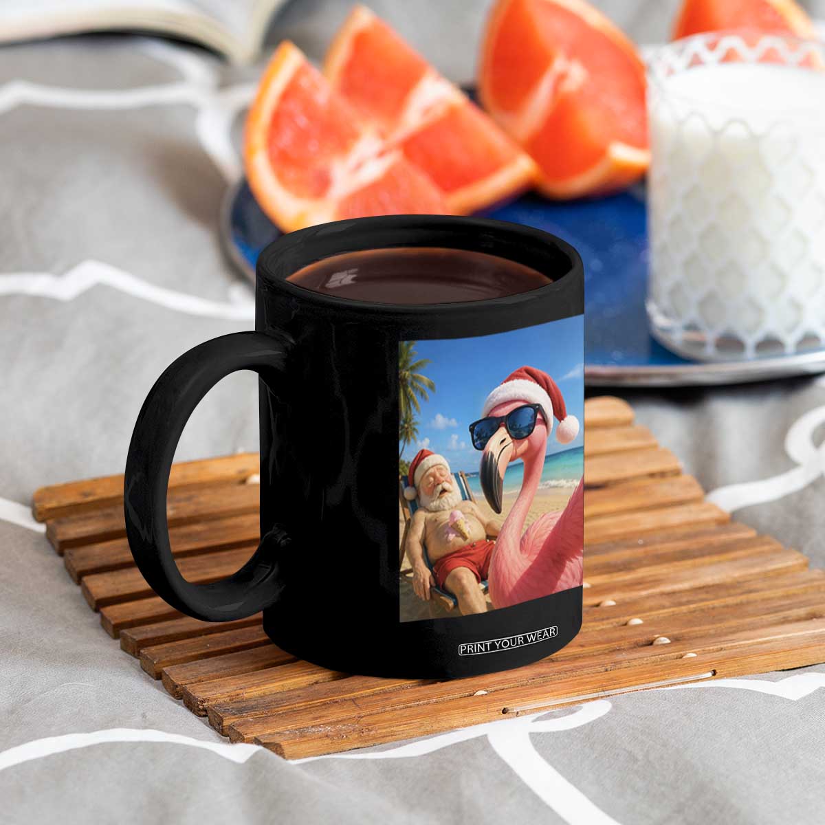 Funny Flamingo Beach Selfie Coffee Mug Christmas in July