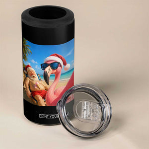 Funny Flamingo Beach Selfie 4 in 1 Can Cooler Tumbler Christmas in July