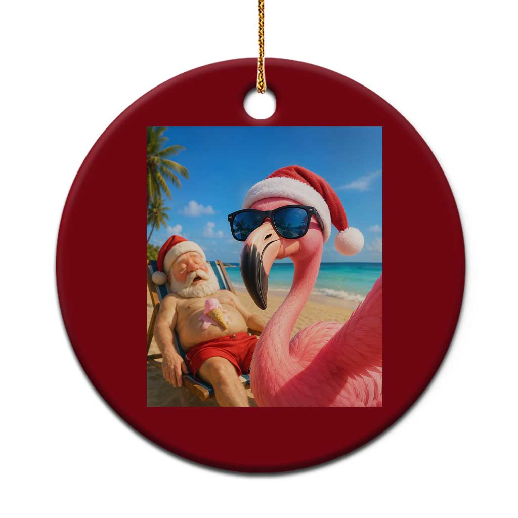 Funny Flamingo Beach Selfie Ceramic Ornament Christmas in July TS14 1pc Red Print Your Wear