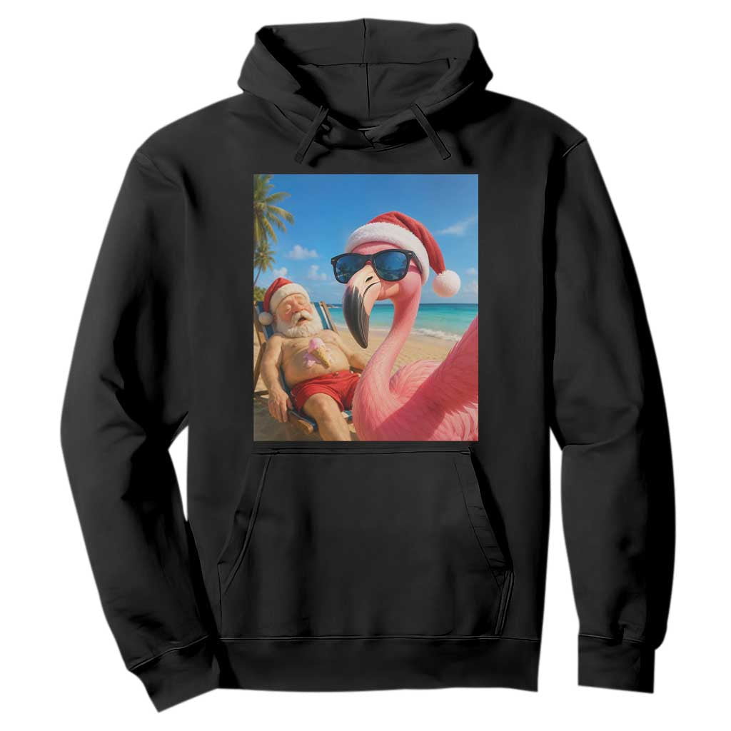 Funny Flamingo Beach Selfie Hoodie Christmas in July TS14 Black Print Your Wear