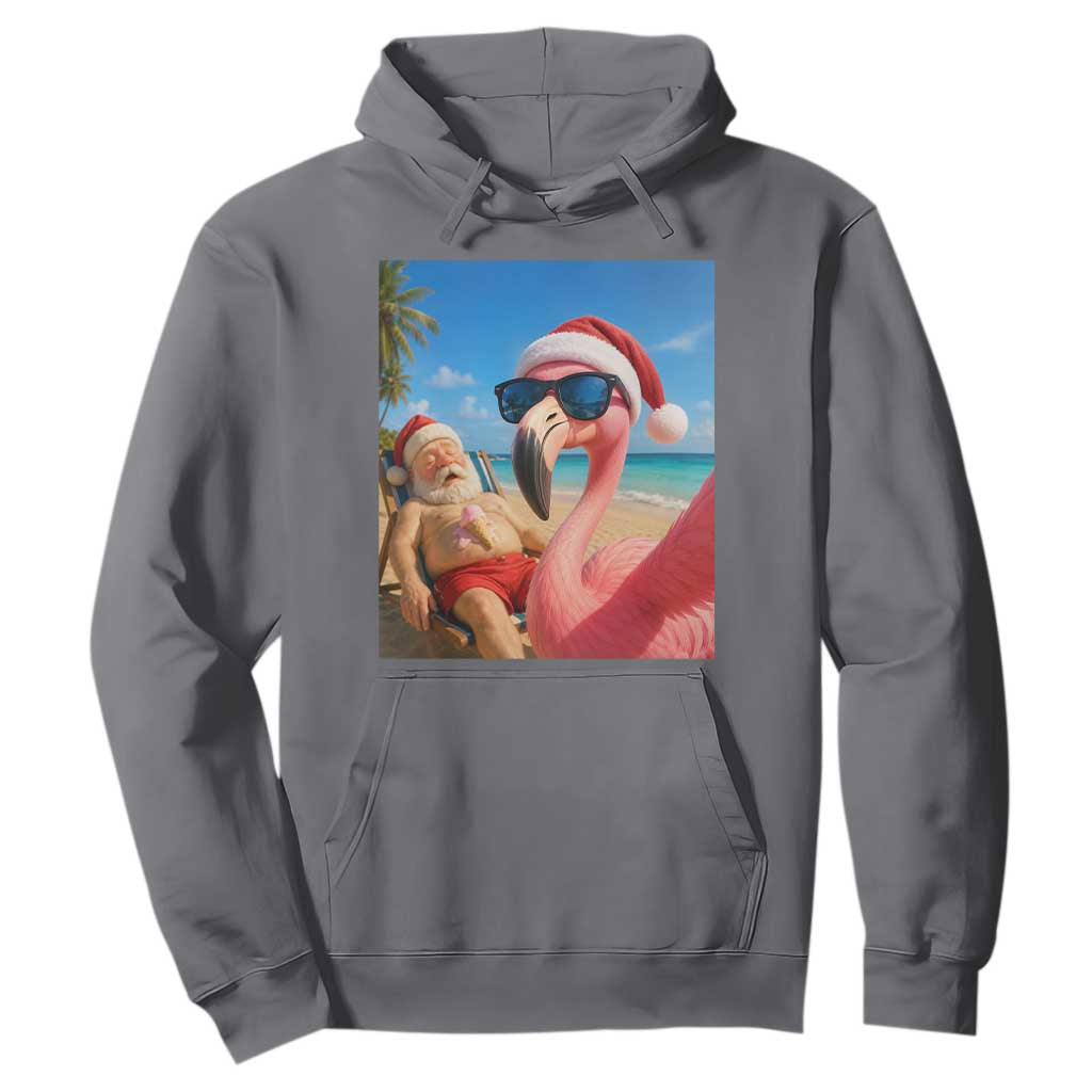Funny Flamingo Beach Selfie Hoodie Christmas in July TS14 Charcoal Print Your Wear