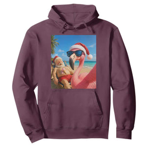 Funny Flamingo Beach Selfie Hoodie Christmas in July TS14 Maroon Print Your Wear