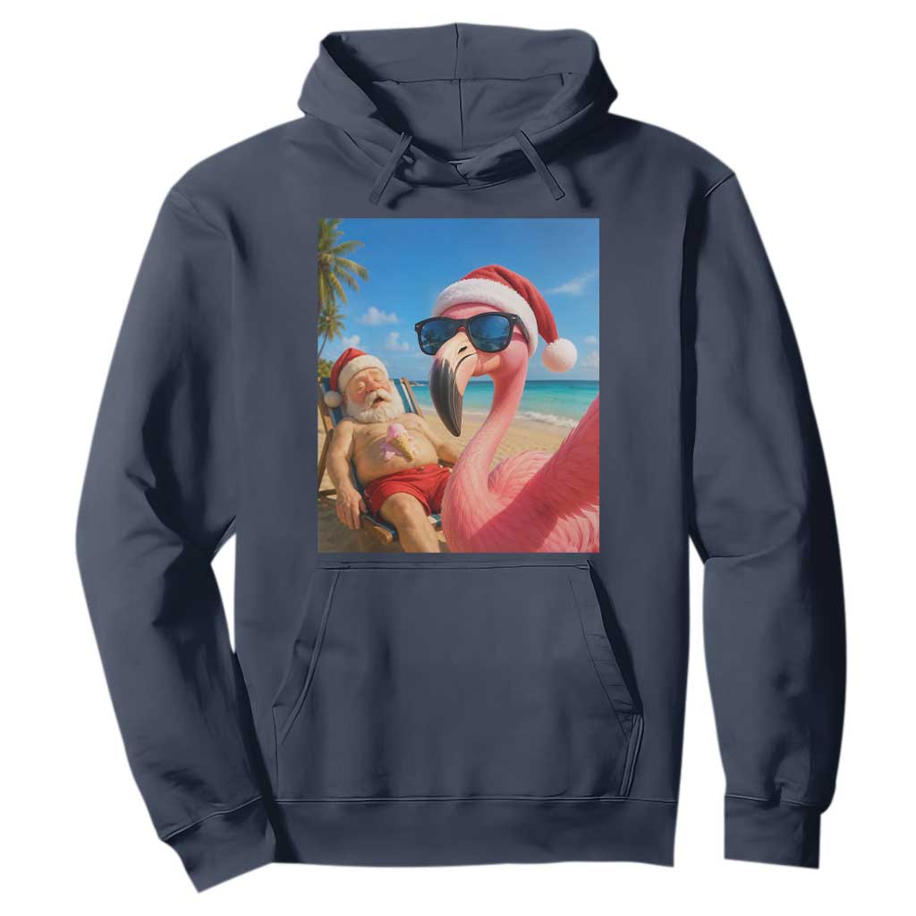 Funny Flamingo Beach Selfie Hoodie Christmas in July TS14 Navy Print Your Wear