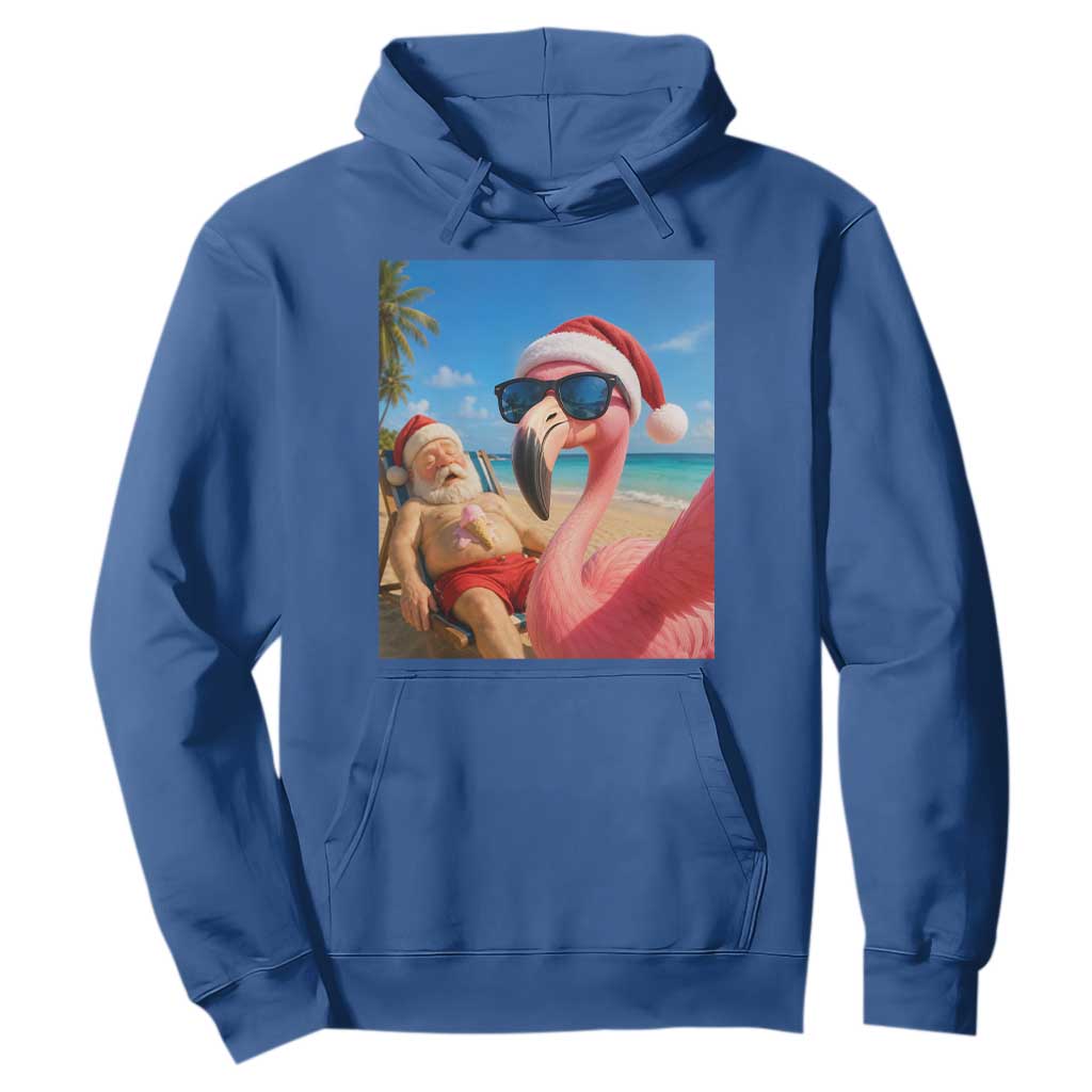 Funny Flamingo Beach Selfie Hoodie Christmas in July TS14 Royal Blue Print Your Wear