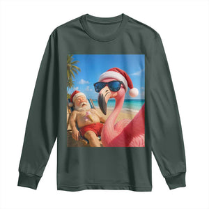 Funny Flamingo Beach Selfie Long Sleeve Shirt Christmas in July