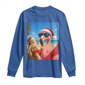 Funny Flamingo Beach Selfie Long Sleeve Shirt Christmas in July