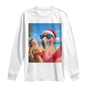 Funny Flamingo Beach Selfie Long Sleeve Shirt Christmas in July