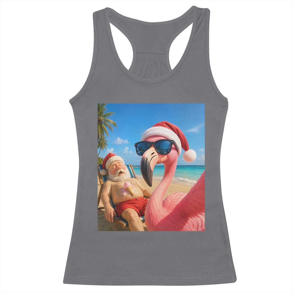 Funny Flamingo Beach Selfie Racerback Tank Top Christmas in July