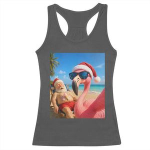 Funny Flamingo Beach Selfie Racerback Tank Top Christmas in July