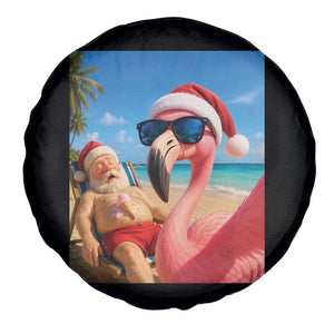 Funny Flamingo Beach Selfie Spare Tire Cover Christmas in July TS14 Print Your Wear