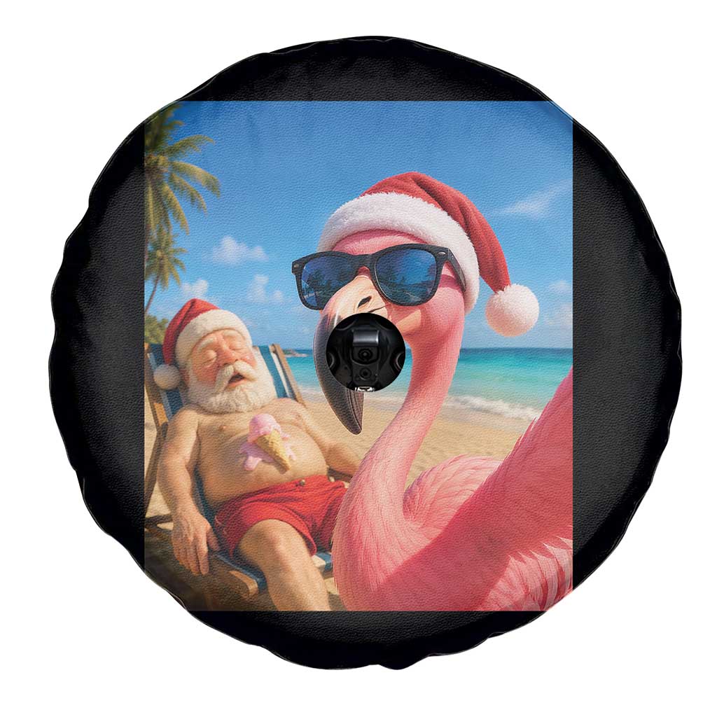 Funny Flamingo Beach Selfie Spare Tire Cover Christmas in July TS14 Print Your Wear
