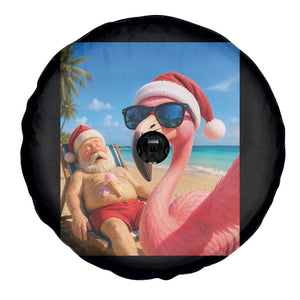 Funny Flamingo Beach Selfie Spare Tire Cover Christmas in July TS14 Print Your Wear