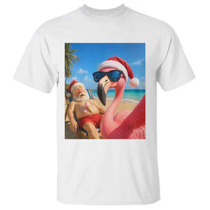 Funny Flamingo Beach Selfie T Shirt Christmas in July