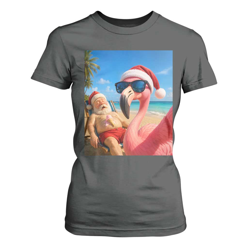 Funny Flamingo Beach Selfie T Shirt For Women Christmas in July