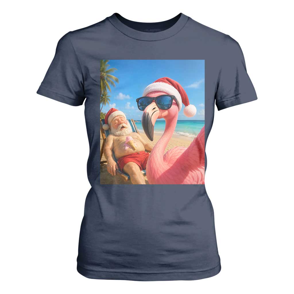 Funny Flamingo Beach Selfie T Shirt For Women Christmas in July