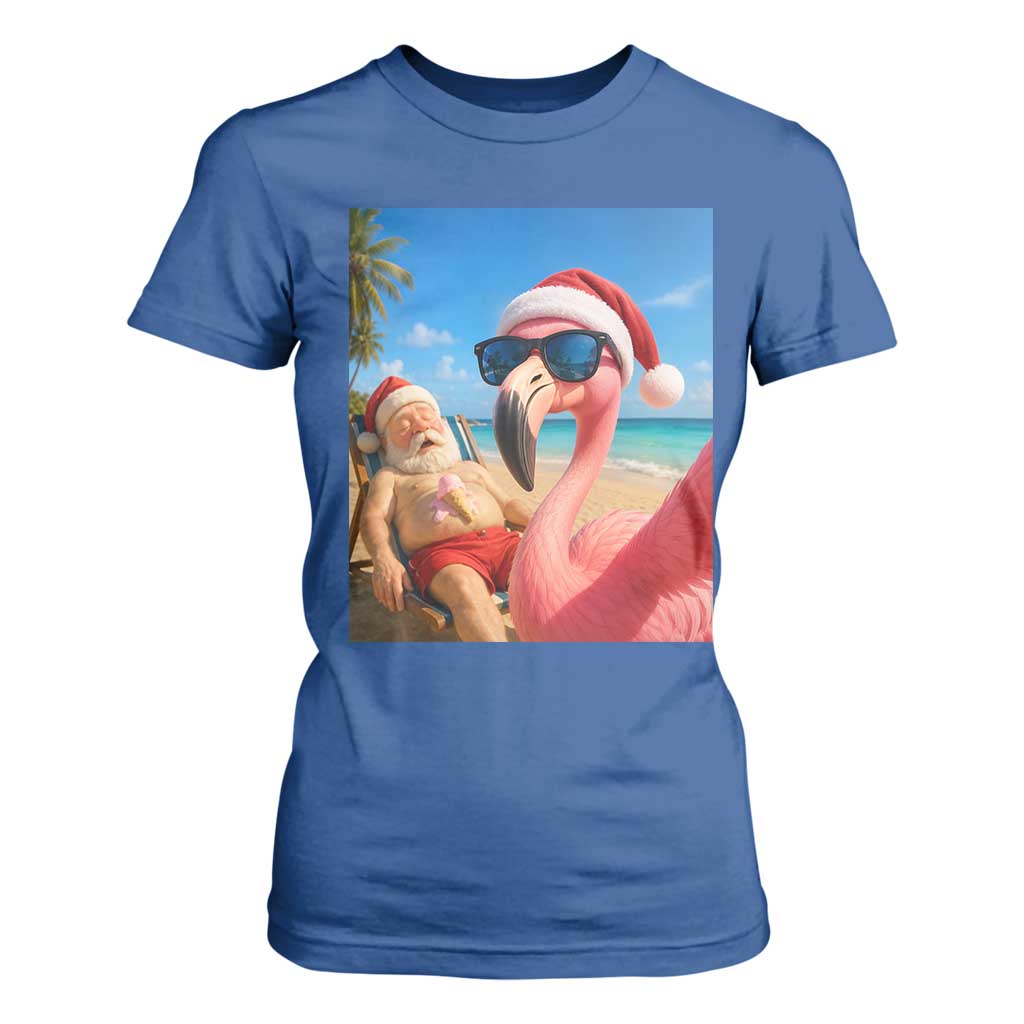 Funny Flamingo Beach Selfie T Shirt For Women Christmas in July