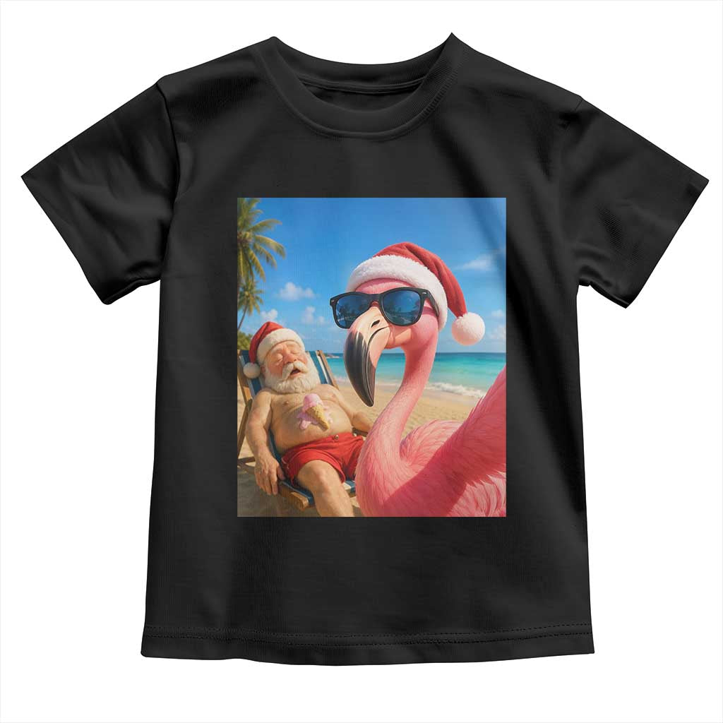 Funny Flamingo Beach Selfie Toddler T Shirt Christmas in July TS14 Black Print Your Wear