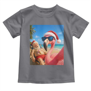 Funny Flamingo Beach Selfie Toddler T Shirt Christmas in July