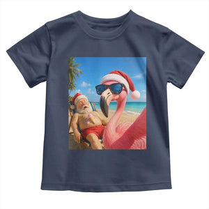 Funny Flamingo Beach Selfie Toddler T Shirt Christmas in July