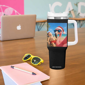 Funny Flamingo Beach Selfie Tumbler With Handle Christmas in July TS14 Print Your Wear