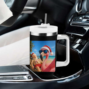 Funny Flamingo Beach Selfie Tumbler With Handle Christmas in July TS14 Print Your Wear