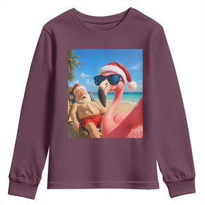 Funny Flamingo Beach Selfie Youth Sweatshirt Christmas in July