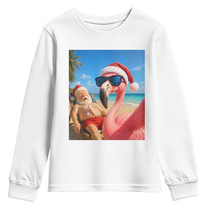 Funny Flamingo Beach Selfie Youth Sweatshirt Christmas in July