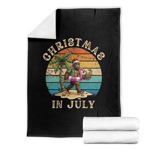 Funny Bigfoot Christmas In July Beach Vacation Throw Blanket