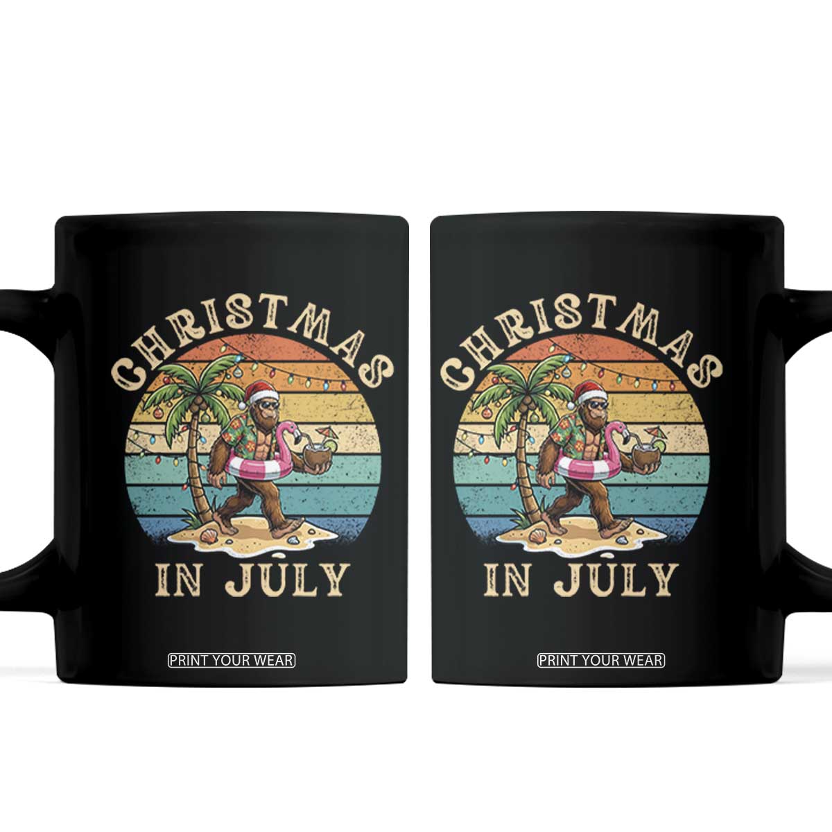 Funny Bigfoot Christmas In July Beach Vacation Coffee Mug TS14 Black Print Your Wear