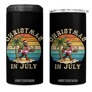 Funny Bigfoot Christmas In July Beach Vacation 4 in 1 Can Cooler Tumbler