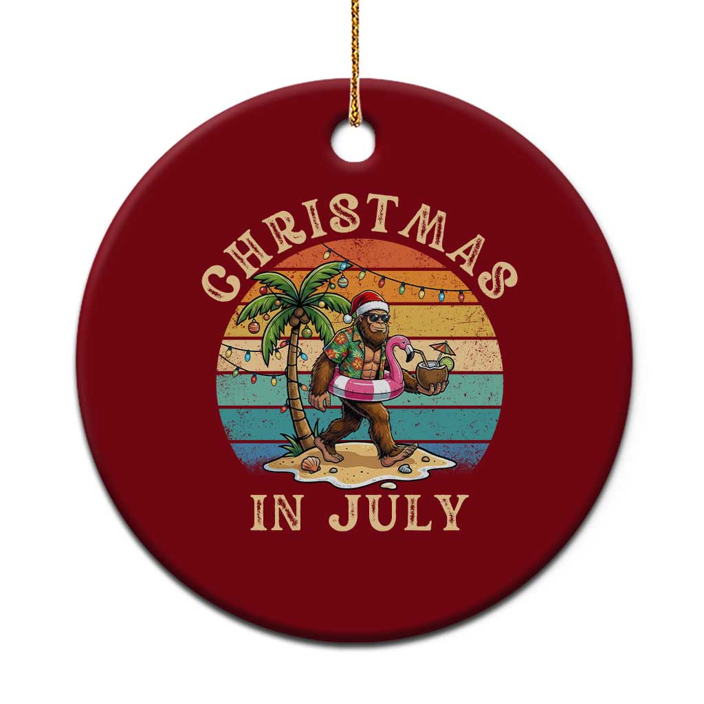 Funny Bigfoot Christmas In July Beach Vacation Ceramic Ornament TS14 1pc Red Print Your Wear