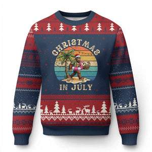 Funny Bigfoot Christmas In July Beach Vacation Ugly Christmas Sweater