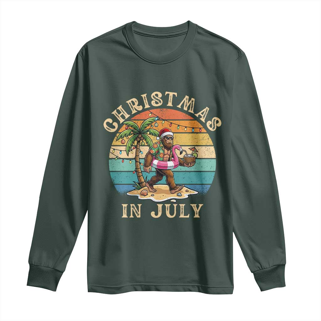 Funny Bigfoot Christmas In July Beach Vacation Long Sleeve Shirt