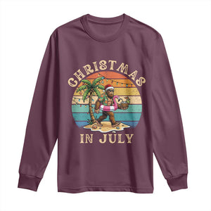 Funny Bigfoot Christmas In July Beach Vacation Long Sleeve Shirt