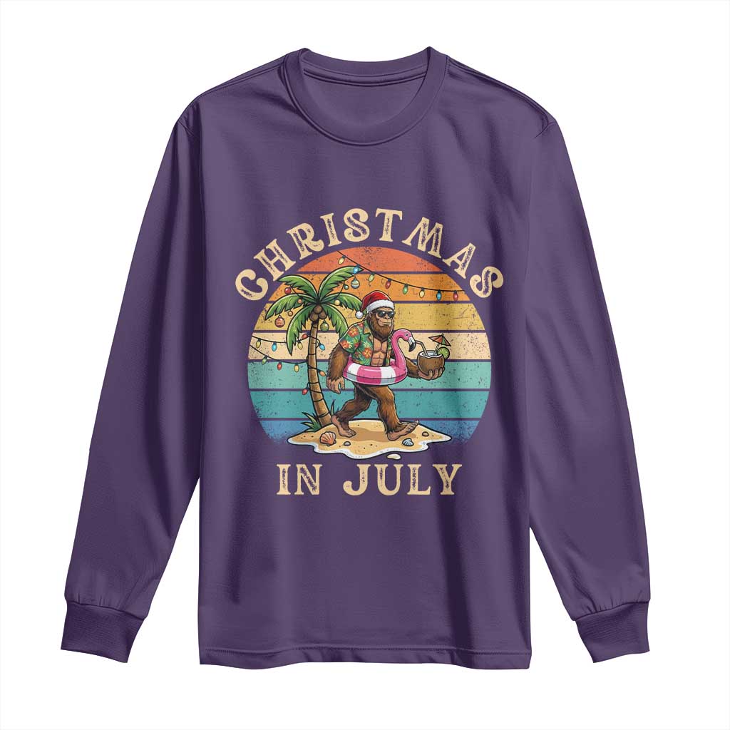 Funny Bigfoot Christmas In July Beach Vacation Long Sleeve Shirt