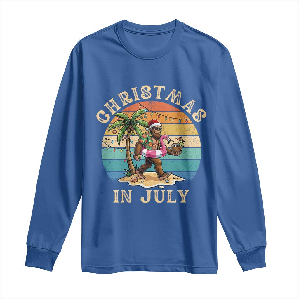 Funny Bigfoot Christmas In July Beach Vacation Long Sleeve Shirt