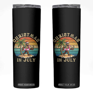 Funny Bigfoot Christmas In July Beach Vacation Skinny Tumbler