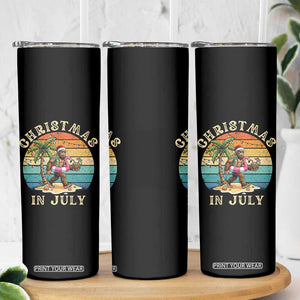 Funny Bigfoot Christmas In July Beach Vacation Skinny Tumbler