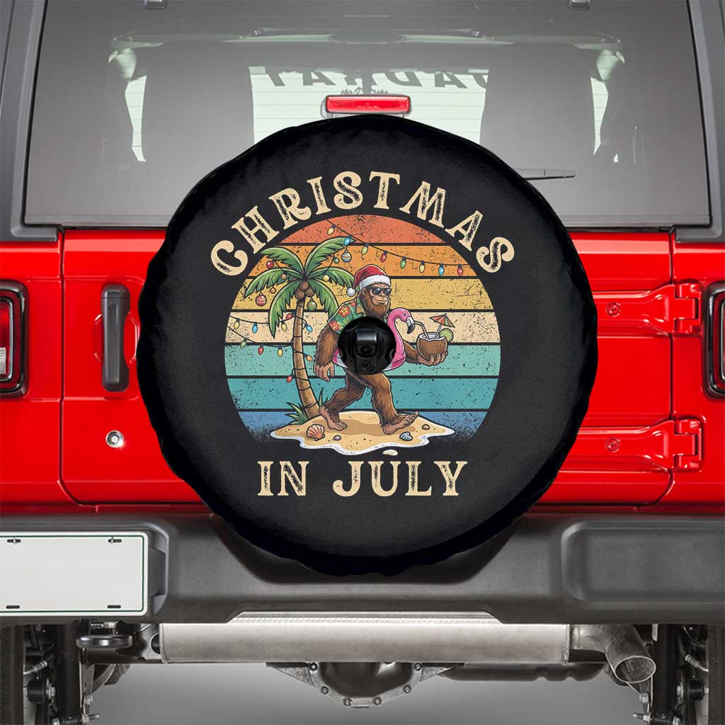 Funny Bigfoot Christmas In July Beach Vacation Spare Tire Cover TS14 Black Print Your Wear