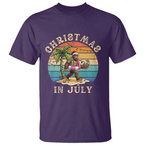 Funny Bigfoot Christmas In July Beach Vacation T Shirt