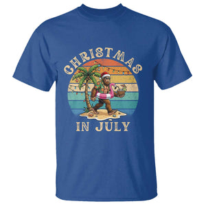 Funny Bigfoot Christmas In July Beach Vacation T Shirt
