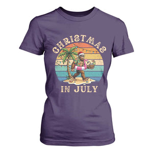 Funny Bigfoot Christmas In July Beach Vacation T Shirt For Women